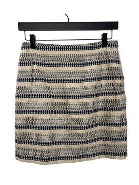 Banana Republic Mini Skirt Women 2 Cream Gold Metallic Striped Office